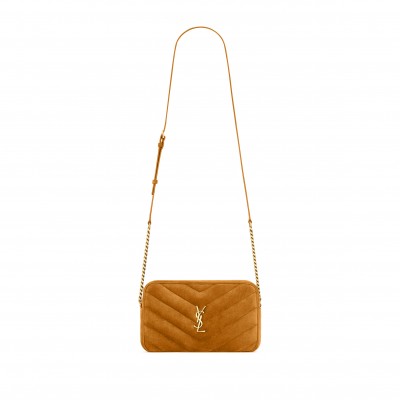 YSL LOULOU CAMERA BAG IN MATELASSÉ SUEDE 869468 (23*14*6cm)